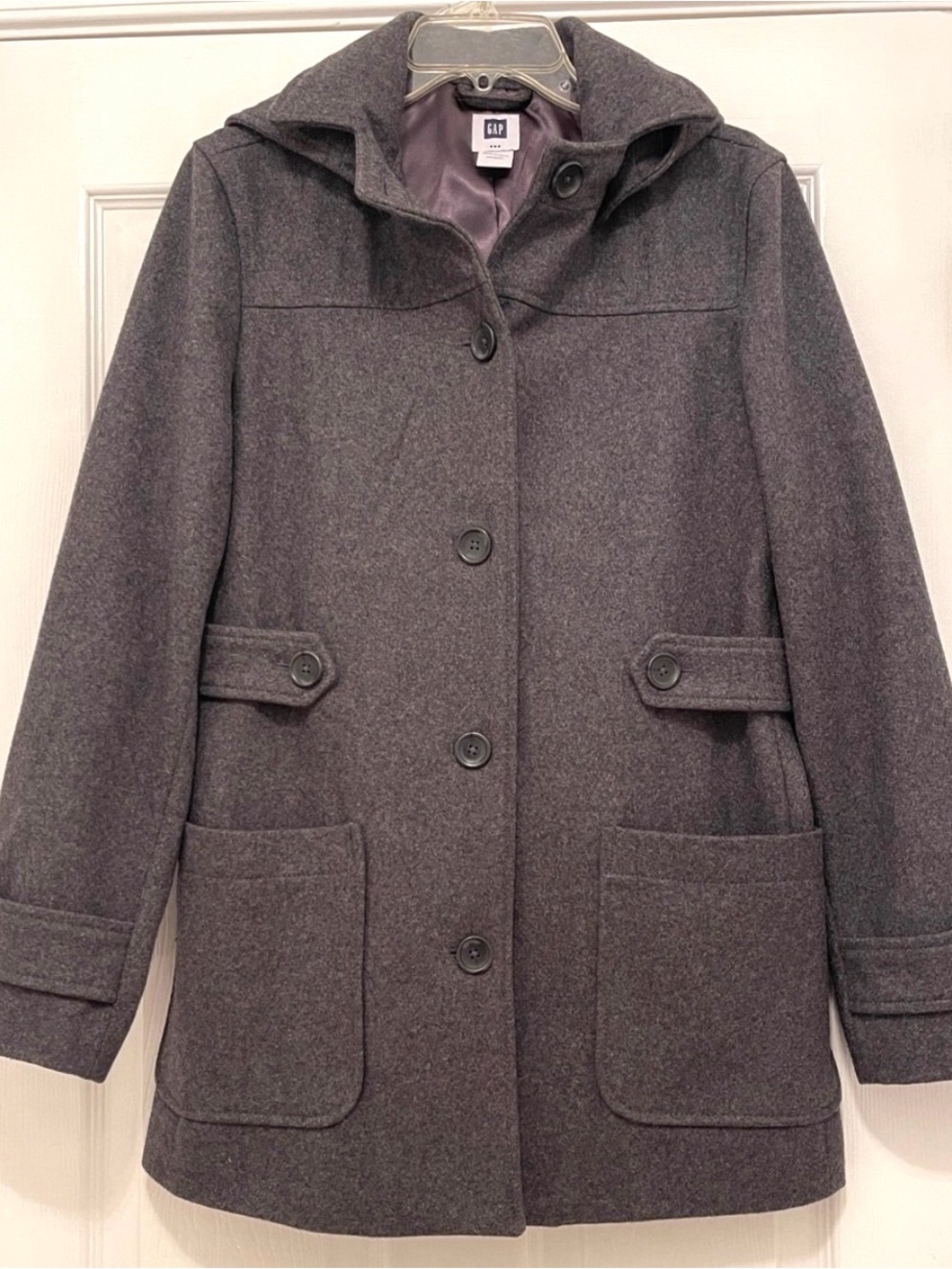 GAP Women's Hooded Peacoat in Charcoal